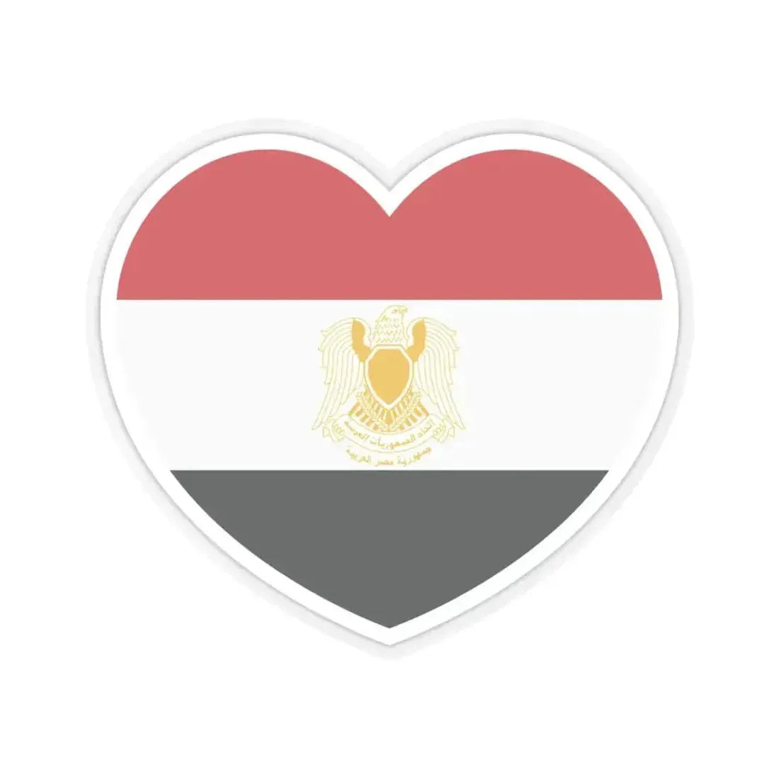 Heart Flag of Egypt 1972-1984 - STICKER Vinyl Kiss-Cut Decal 3 Inch Transparent - The Sticker Space