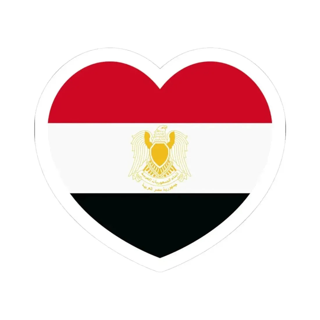 Heart Flag of Egypt 1972-1984 - STICKER Vinyl Kiss-Cut Decal 3 Inch White - The Sticker Space