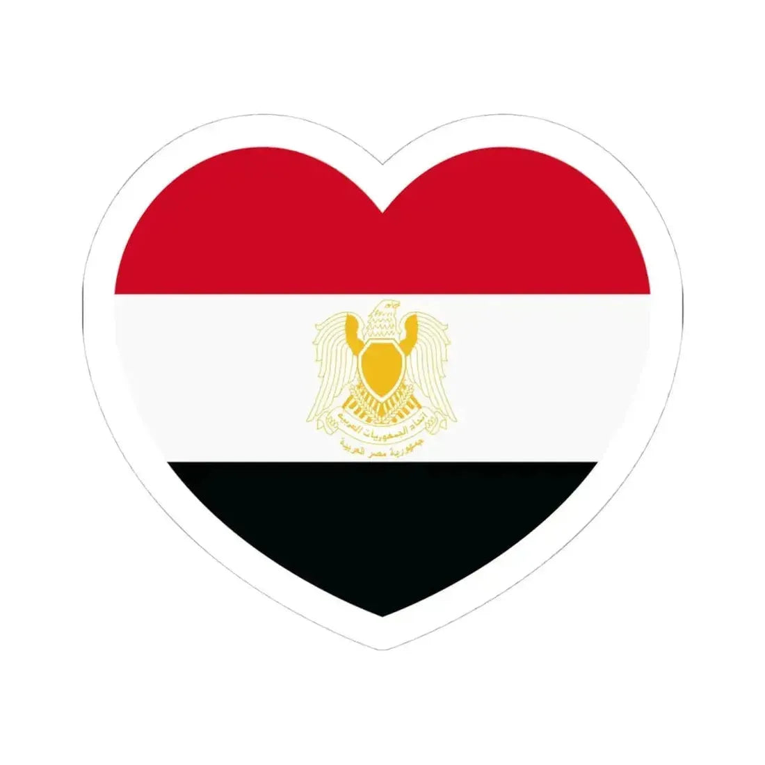 Heart Flag of Egypt 1972-1984 - STICKER Vinyl Kiss-Cut Decal 4 Inch White - The Sticker Space
