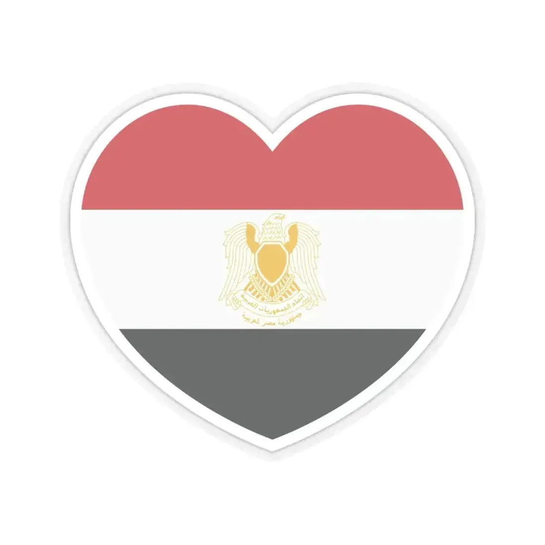 Heart Flag of Egypt 1972-1984 - STICKER Vinyl Kiss-Cut Decal 6 Inch Transparent - The Sticker Space