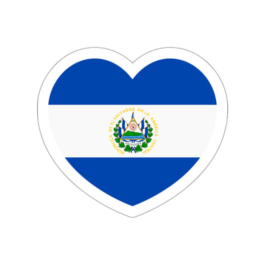 Heart Flag of El Salvador - STICKER Vinyl Die-Cut Decal-White-The Sticker Space