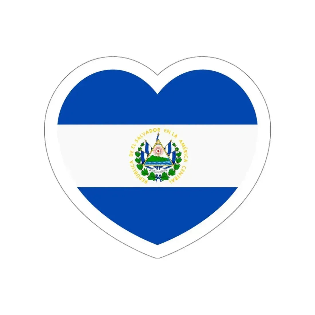 Heart Flag of El Salvador - STICKER Vinyl Die-Cut Decal White Die-Cut 3 Inch - The Sticker Space
