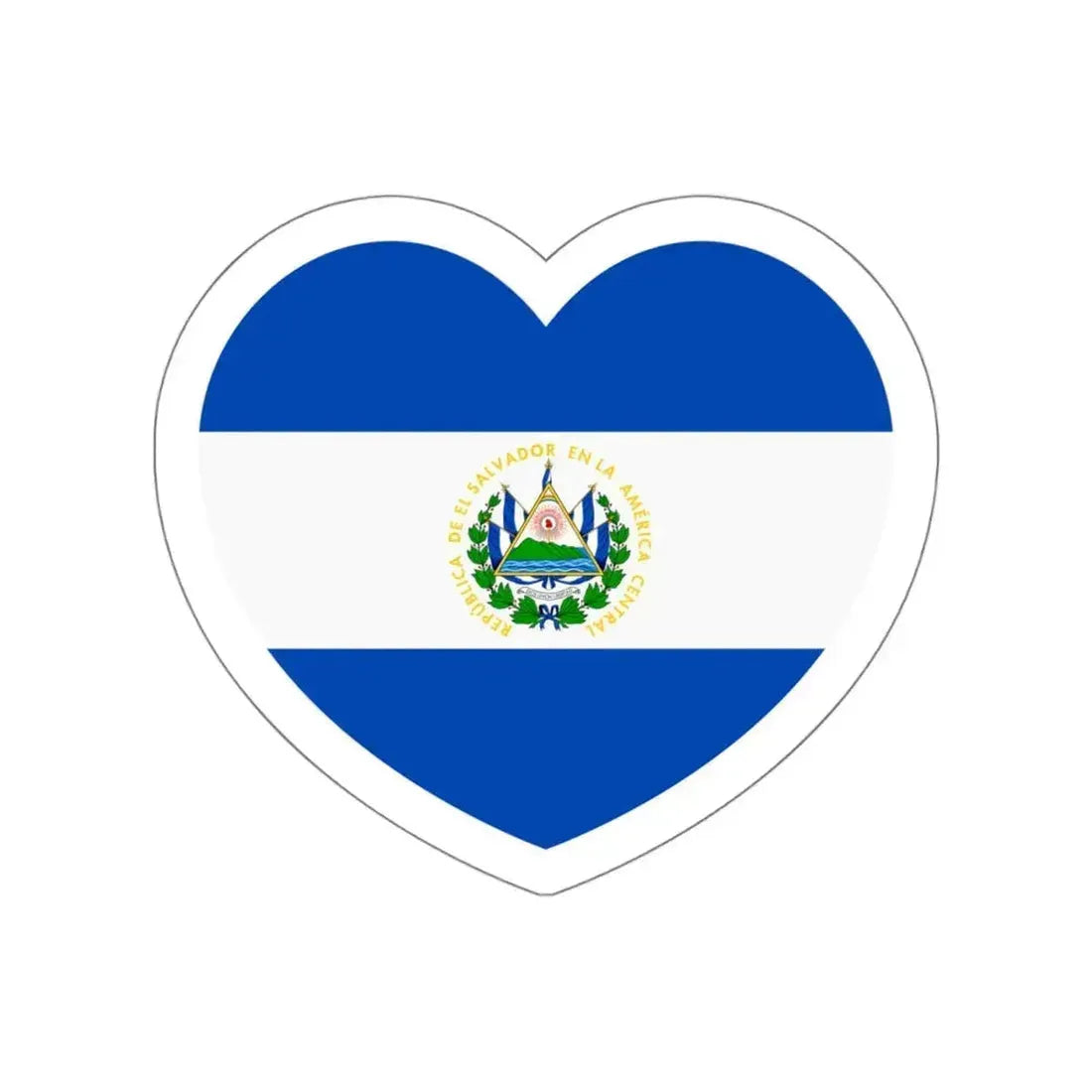 Heart Flag of El Salvador - STICKER Vinyl Die-Cut Decal White Die-Cut 5 Inch - The Sticker Space