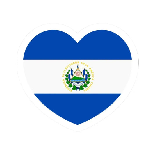 Heart Flag of El Salvador - STICKER Vinyl Kiss-Cut Decal 2 Inch White - The Sticker Space