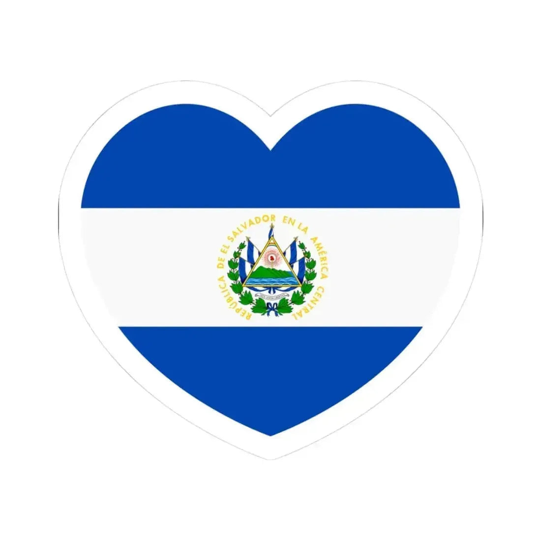 Heart Flag of El Salvador - STICKER Vinyl Kiss-Cut Decal 3 Inch White - The Sticker Space