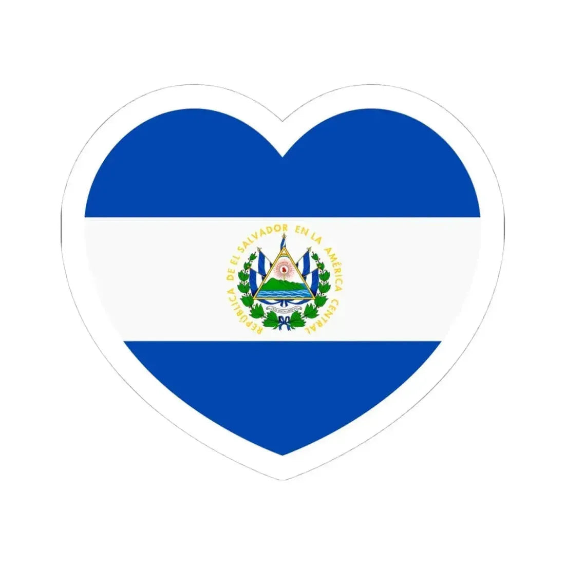 Heart Flag of El Salvador - STICKER Vinyl Kiss-Cut Decal 4 Inch White - The Sticker Space