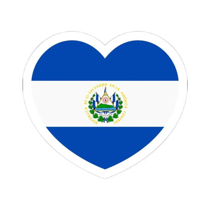 Heart Flag of El Salvador - STICKER Vinyl Kiss-Cut Decal 4 Inch White - The Sticker Space