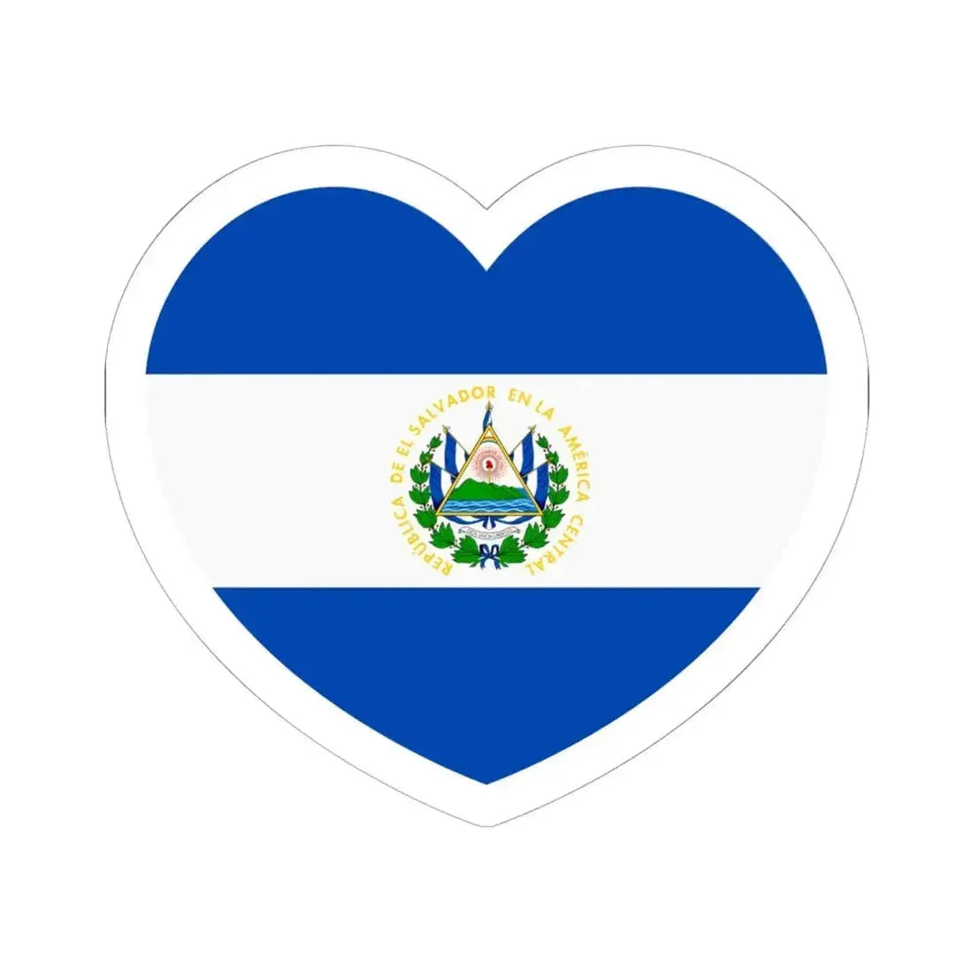 Heart Flag of El Salvador - STICKER Vinyl Kiss-Cut Decal 6 Inch White - The Sticker Space