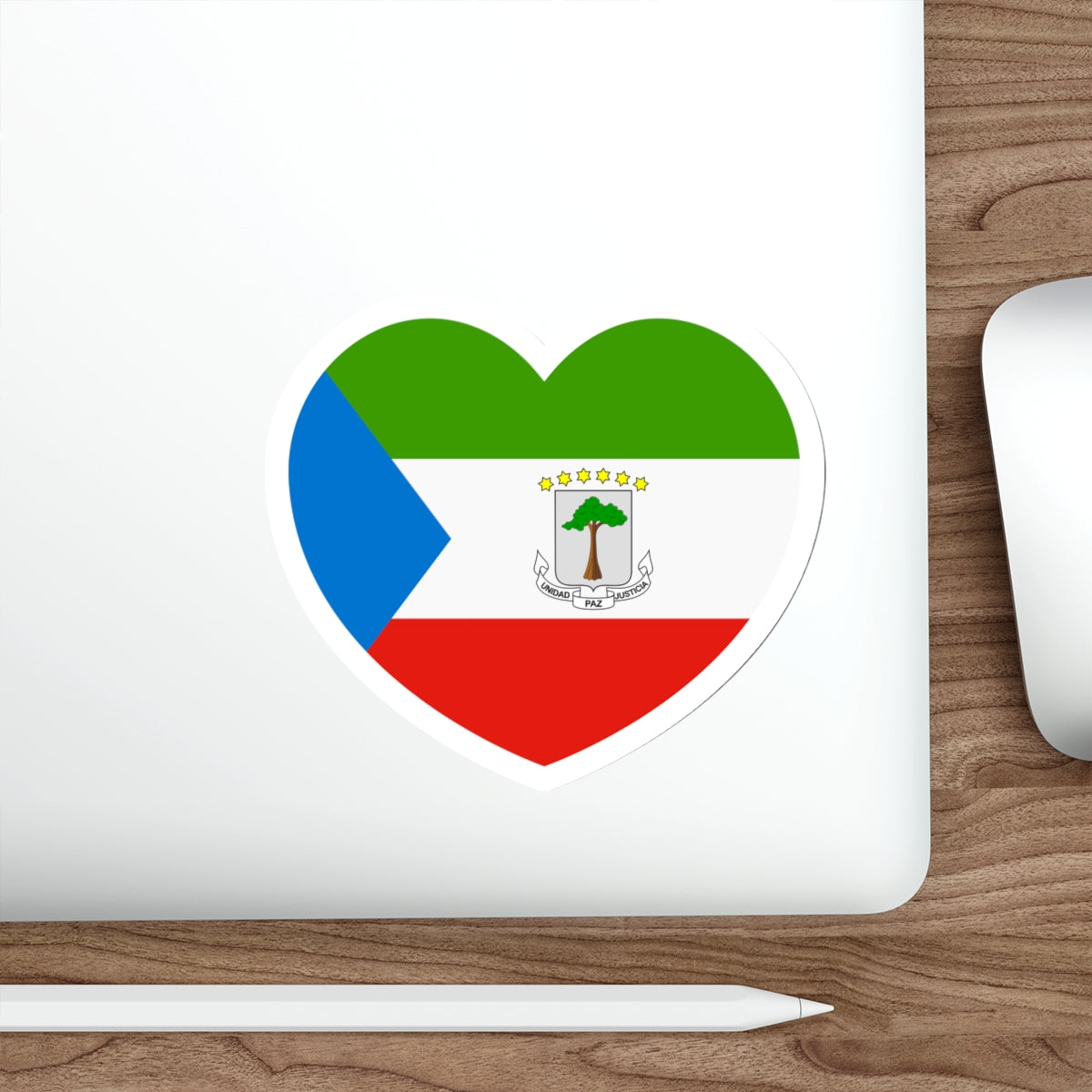 Heart Flag of Equatorial Guinea - STICKER Vinyl Die-Cut Decal-The Sticker Space