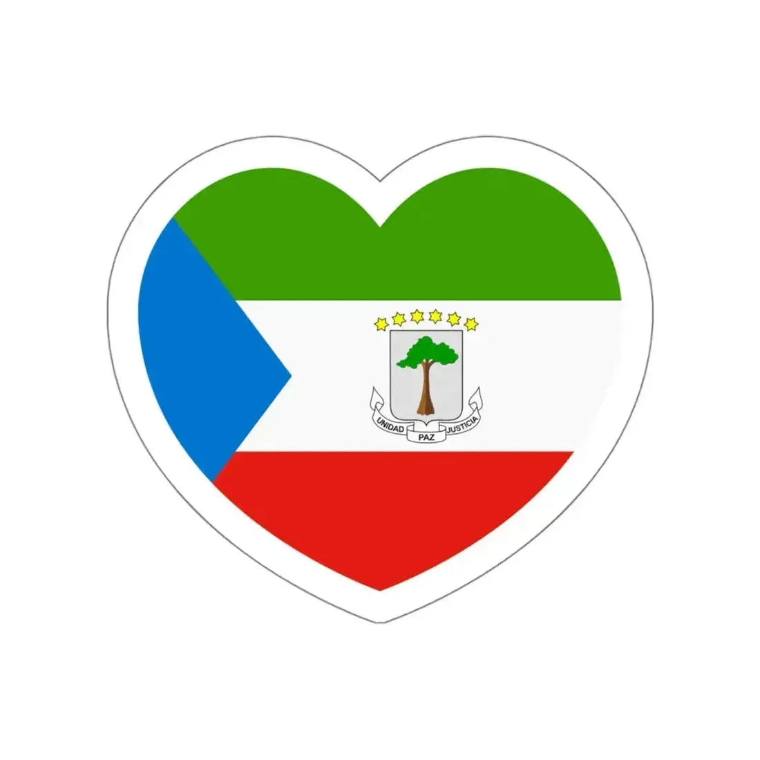 Heart Flag of Equatorial Guinea - STICKER Vinyl Die-Cut Decal White Die-Cut 6 Inch - The Sticker Space