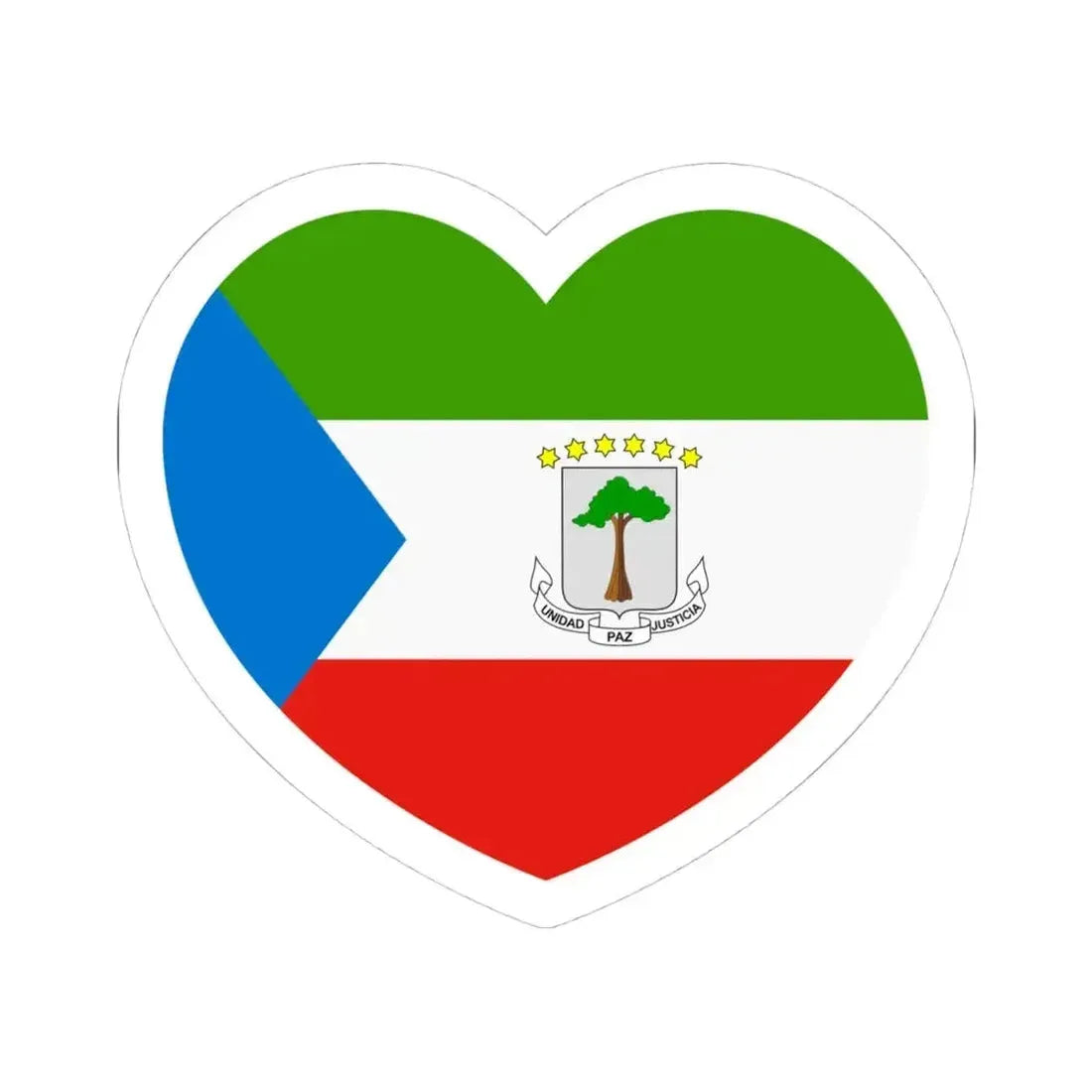 Heart Flag of Equatorial Guinea - STICKER Vinyl Kiss-Cut Decal 4 Inch White - The Sticker Space