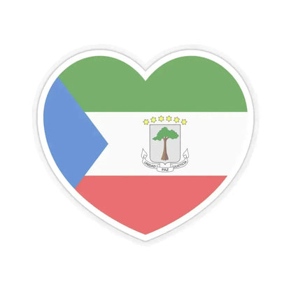 Heart Flag of Equatorial Guinea - STICKER Vinyl Kiss-Cut Decal 6 Inch Transparent - The Sticker Space