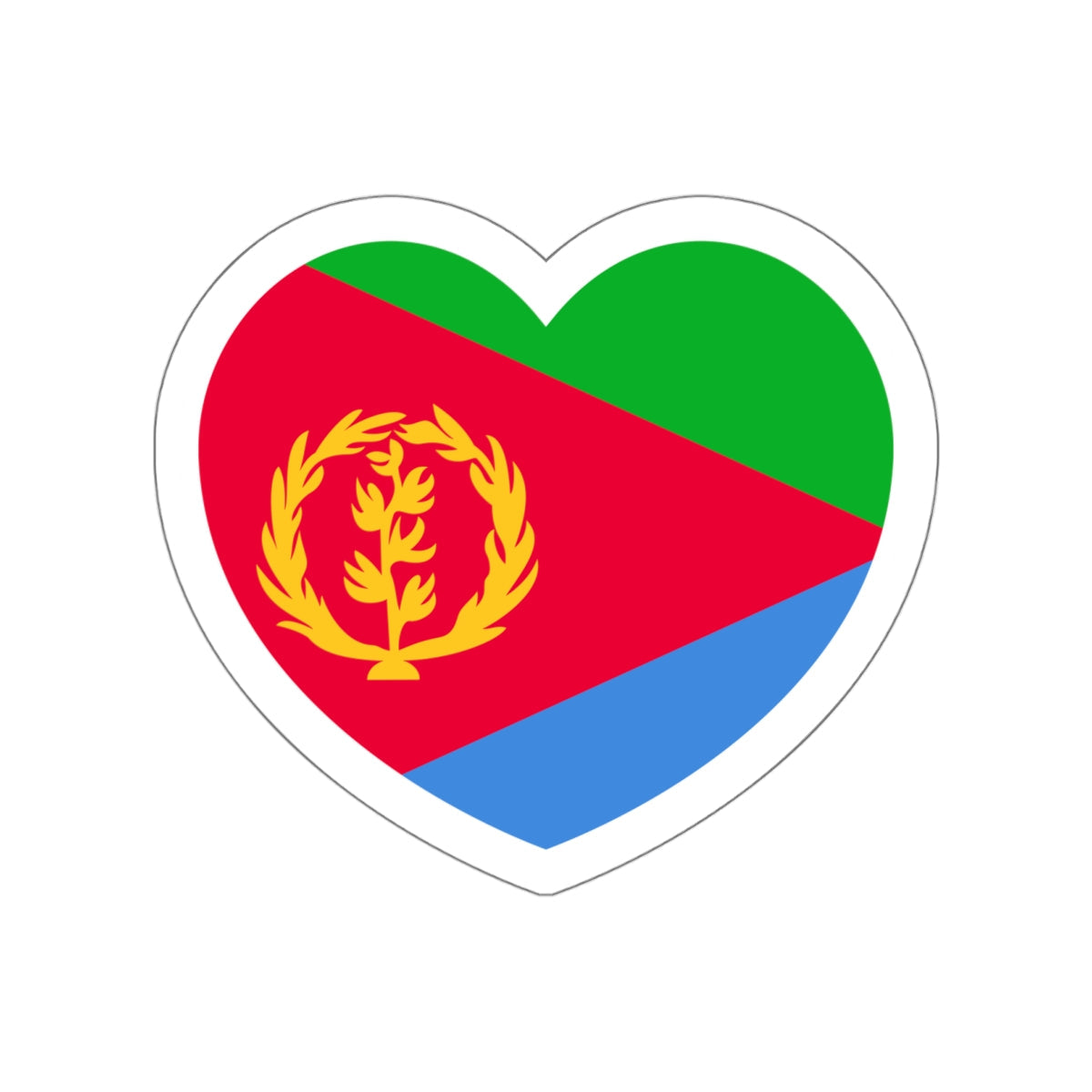 Heart Flag of Eritrea 1993-1995 - STICKER Vinyl Die-Cut Decal-White-The Sticker Space