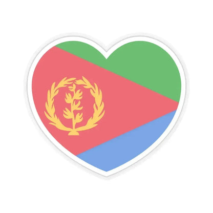 Heart Flag of Eritrea 1993-1995 - STICKER Vinyl Kiss-Cut Decal 3 Inch Transparent - The Sticker Space