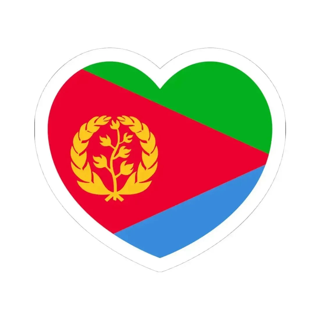 Heart Flag of Eritrea - STICKER Vinyl Kiss-Cut Decal 4 Inch White - The Sticker Space