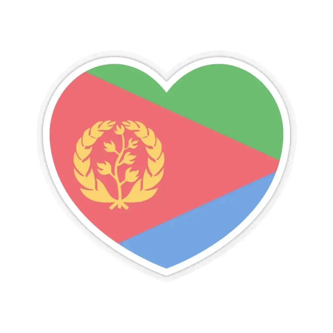 Heart Flag of Eritrea - STICKER Vinyl Kiss-Cut Decal 6 Inch Transparent - The Sticker Space