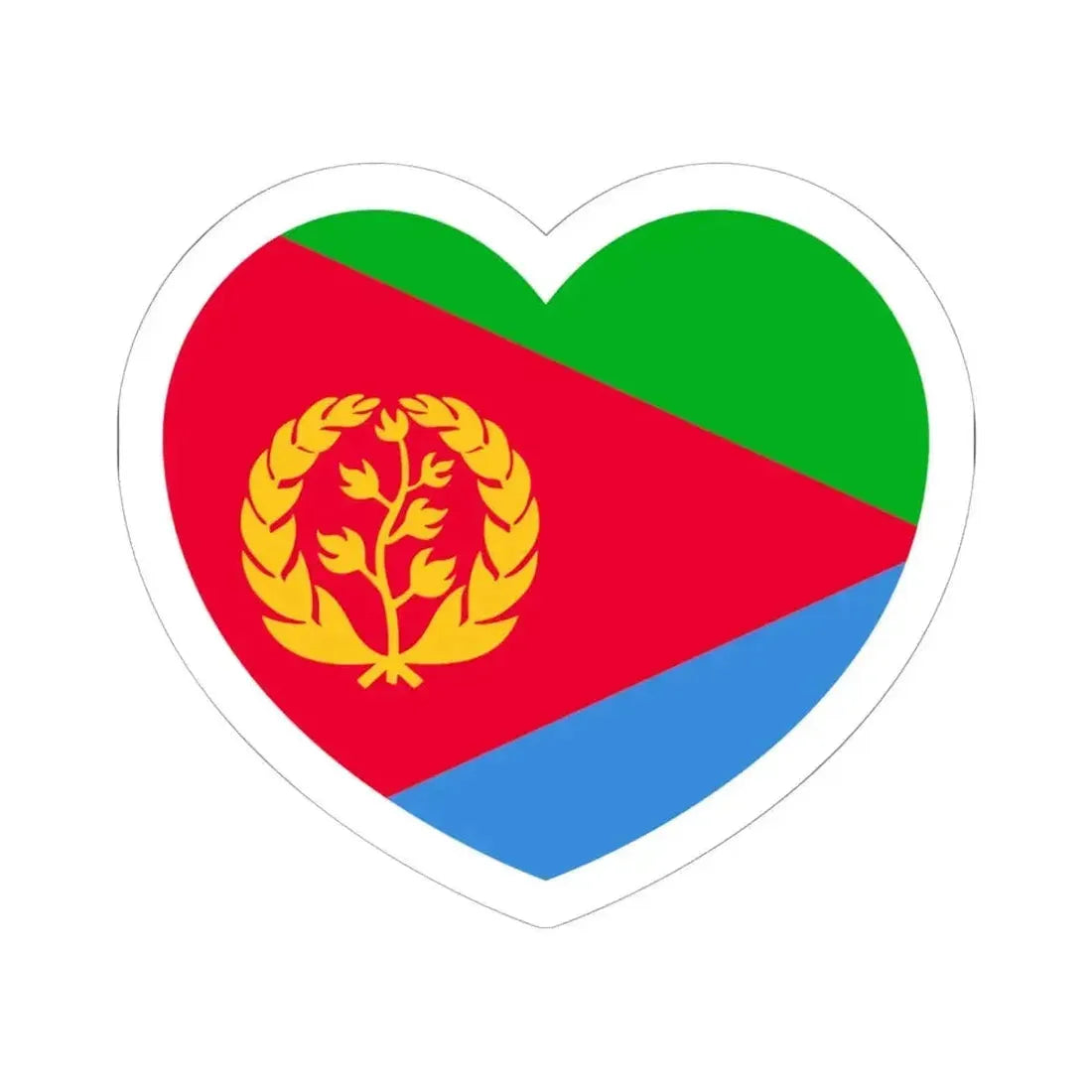 Heart Flag of Eritrea - STICKER Vinyl Kiss-Cut Decal 6 Inch White - The Sticker Space