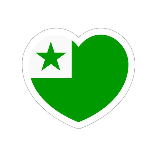 Heart Flag of Esperanto - STICKER Vinyl Die-Cut Decal White Die-Cut 2 Inch - The Sticker Space