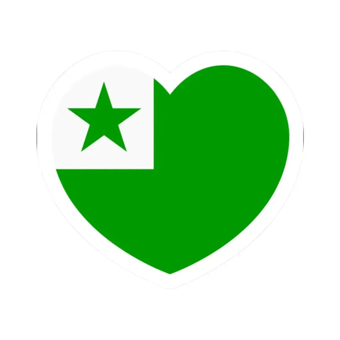 Heart Flag of Esperanto - STICKER Vinyl Kiss-Cut Decal 2 Inch White - The Sticker Space