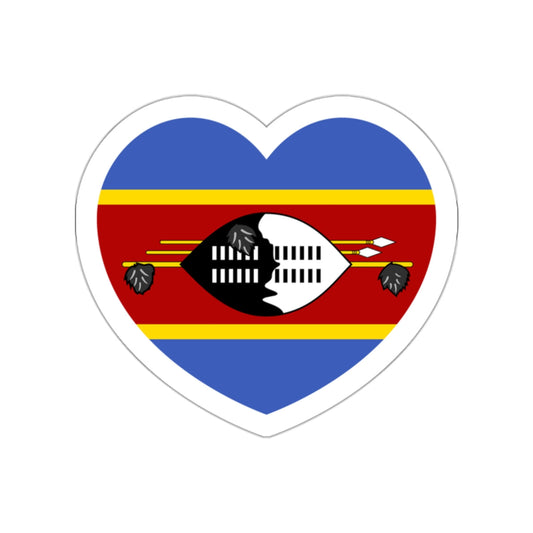 Heart Flag of Eswatini - STICKER Vinyl Die-Cut Decal-White-The Sticker Space