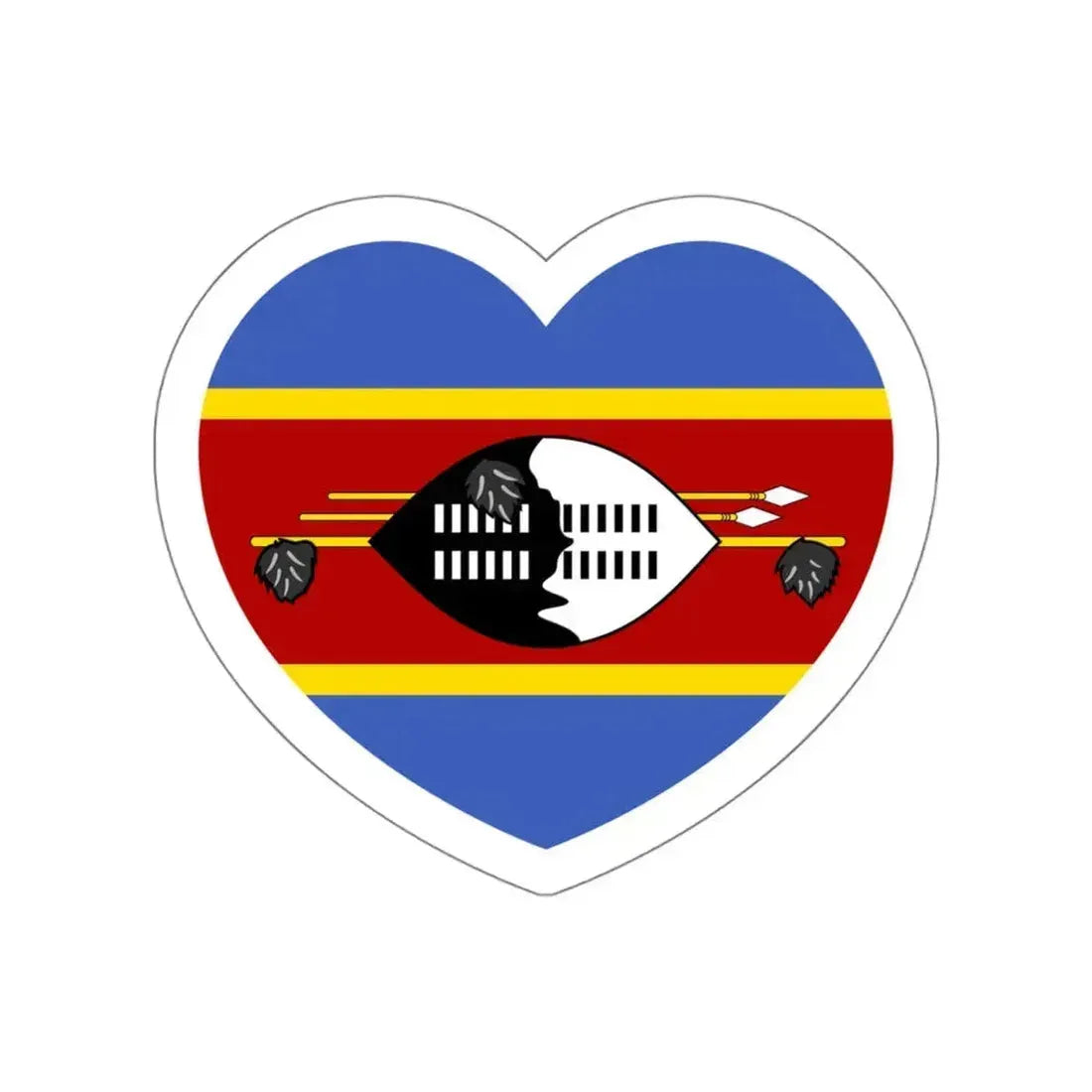 Heart Flag of Eswatini - STICKER Vinyl Die-Cut Decal White Die-Cut 5 Inch - The Sticker Space