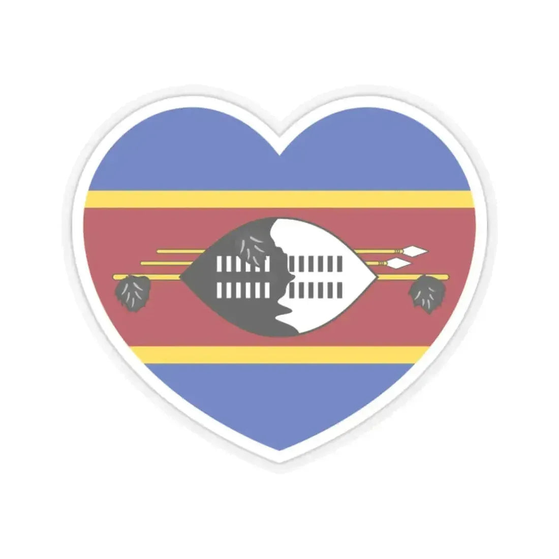 Heart Flag of Eswatini - STICKER Vinyl Kiss-Cut Decal 2 Inch Transparent - The Sticker Space