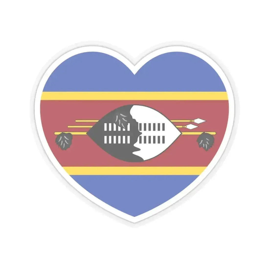 Heart Flag of Eswatini - STICKER Vinyl Kiss-Cut Decal 4 Inch Transparent - The Sticker Space