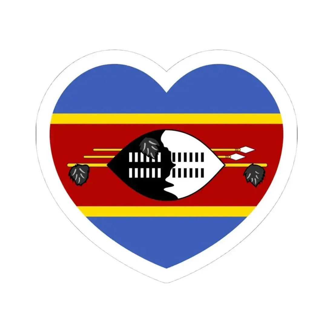 Heart Flag of Eswatini - STICKER Vinyl Kiss-Cut Decal 4 Inch White - The Sticker Space