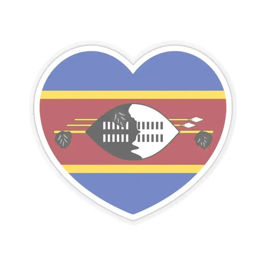 Heart Flag of Eswatini - STICKER Vinyl Kiss-Cut Decal 6 Inch Transparent - The Sticker Space