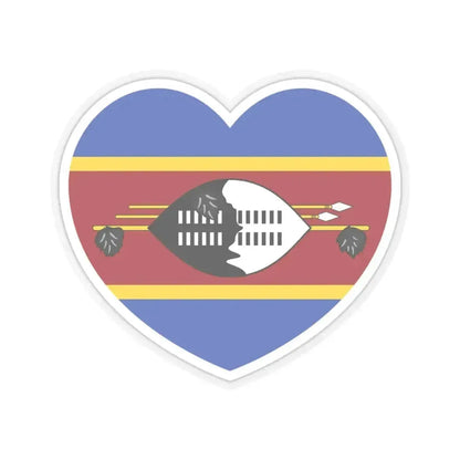 Heart Flag of Eswatini - STICKER Vinyl Kiss-Cut Decal 6 Inch Transparent - The Sticker Space