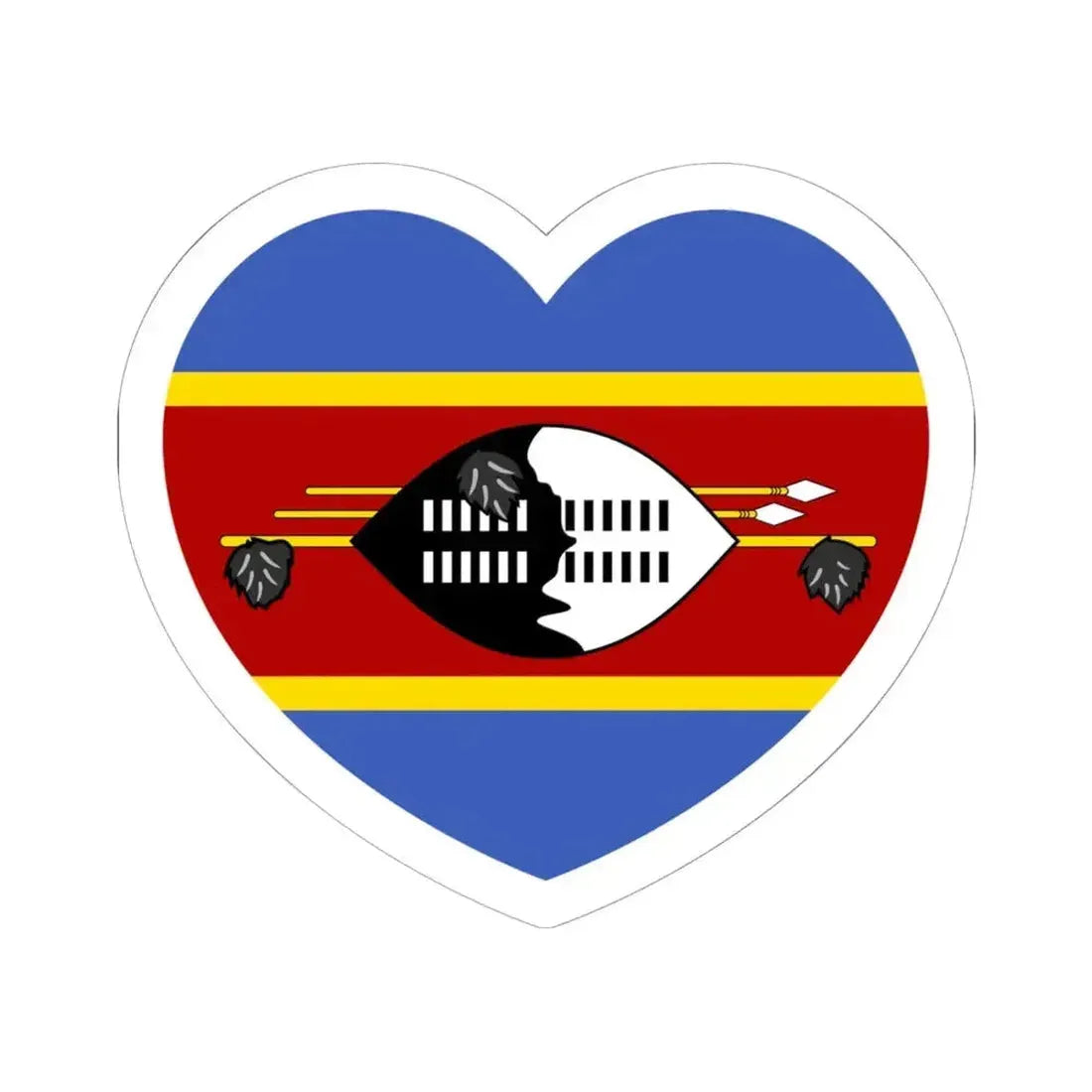 Heart Flag of Eswatini - STICKER Vinyl Kiss-Cut Decal 6 Inch White - The Sticker Space
