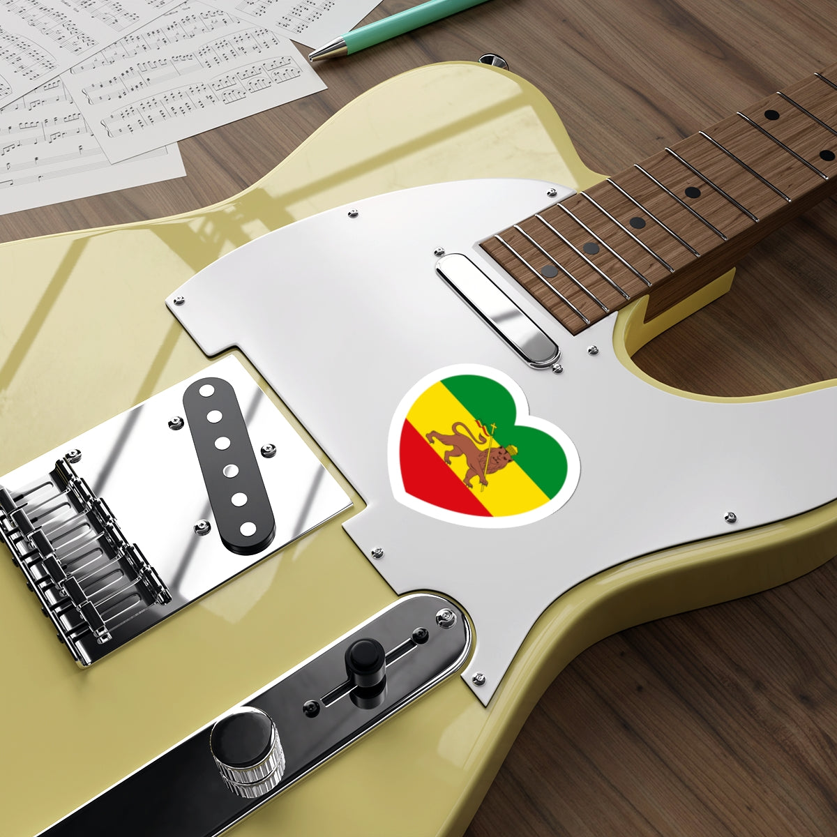 Heart Flag of Ethiopia 1897-1974 - STICKER Vinyl Die-Cut Decal-The Sticker Space