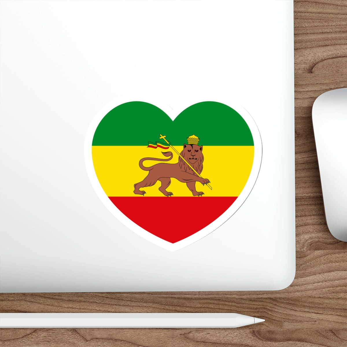 Heart Flag of Ethiopia 1897-1974 - STICKER Vinyl Die-Cut Decal-The Sticker Space