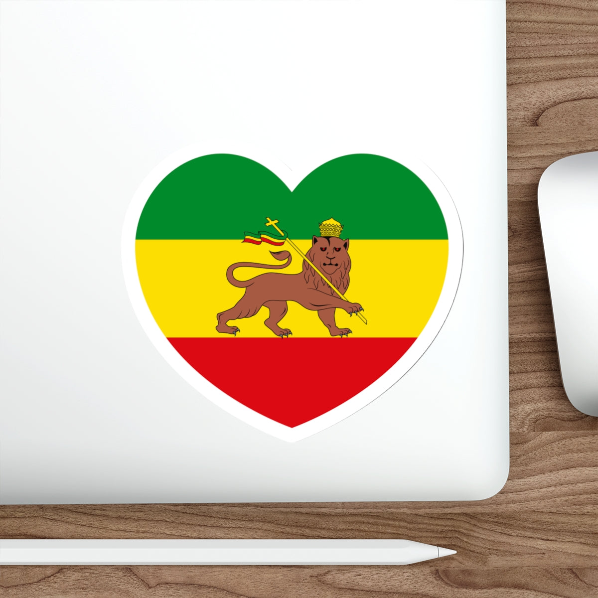 Heart Flag of Ethiopia 1897-1974 - STICKER Vinyl Die-Cut Decal-The Sticker Space