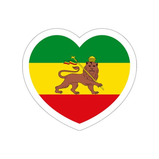 Heart Flag of Ethiopia 1897-1974 - STICKER Vinyl Die-Cut Decal-White-The Sticker Space