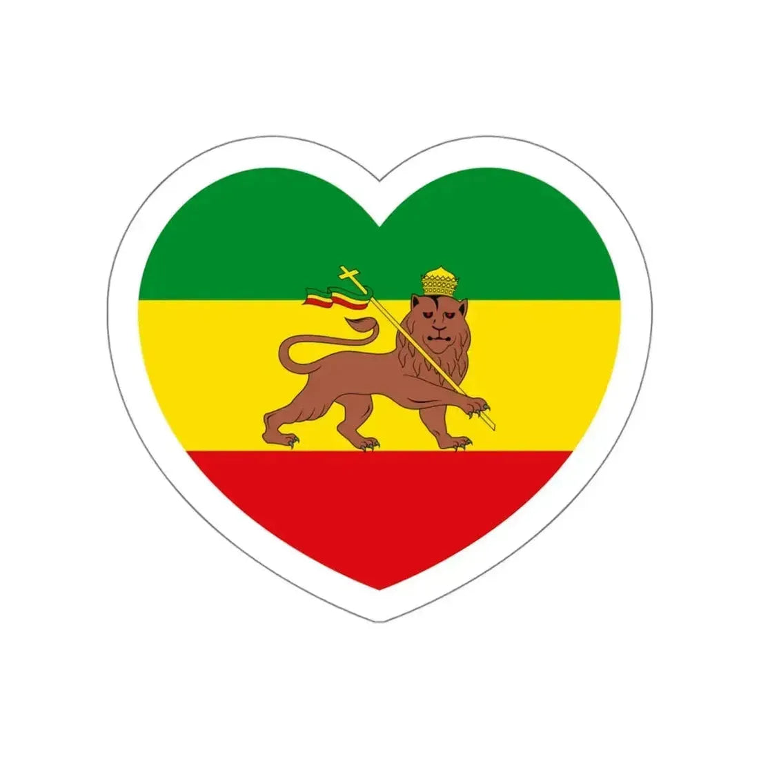Heart Flag of Ethiopia 1897-1974 - STICKER Vinyl Die-Cut Decal White Die-Cut 4 Inch - The Sticker Space