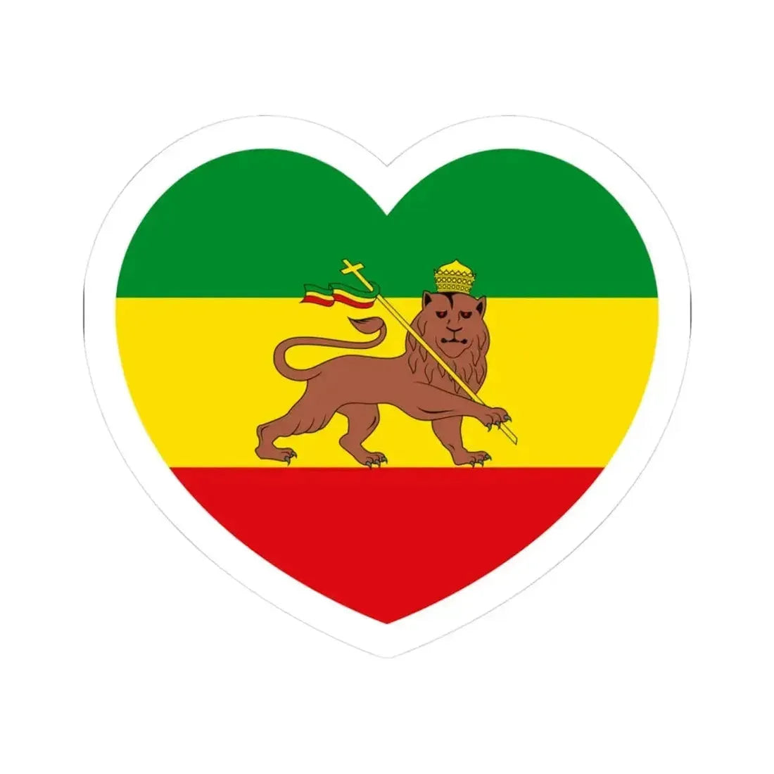 Heart Flag of Ethiopia 1897-1974 - STICKER Vinyl Kiss-Cut Decal 3 Inch White - The Sticker Space