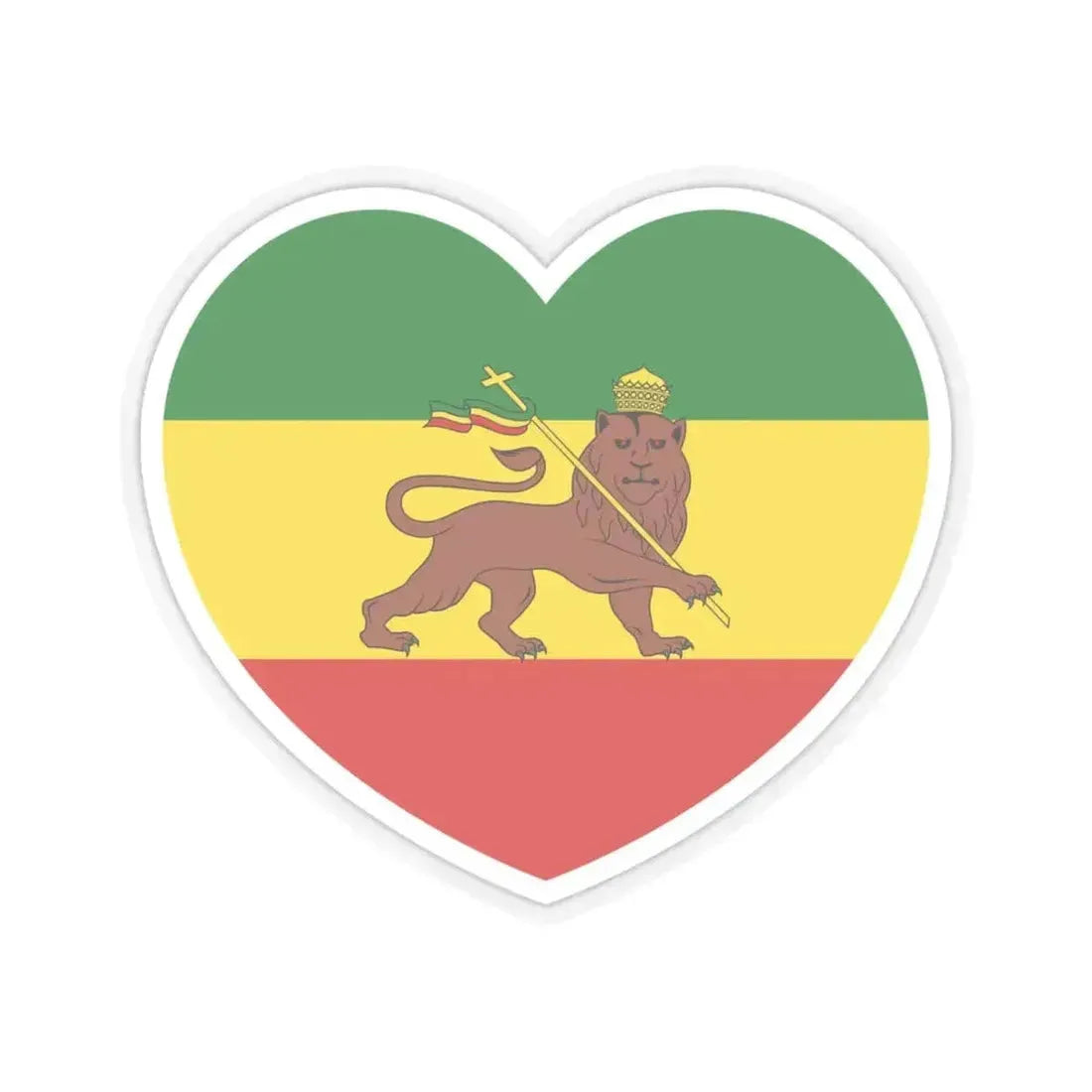 Heart Flag of Ethiopia 1897-1974 - STICKER Vinyl Kiss-Cut Decal 4 Inch Transparent - The Sticker Space