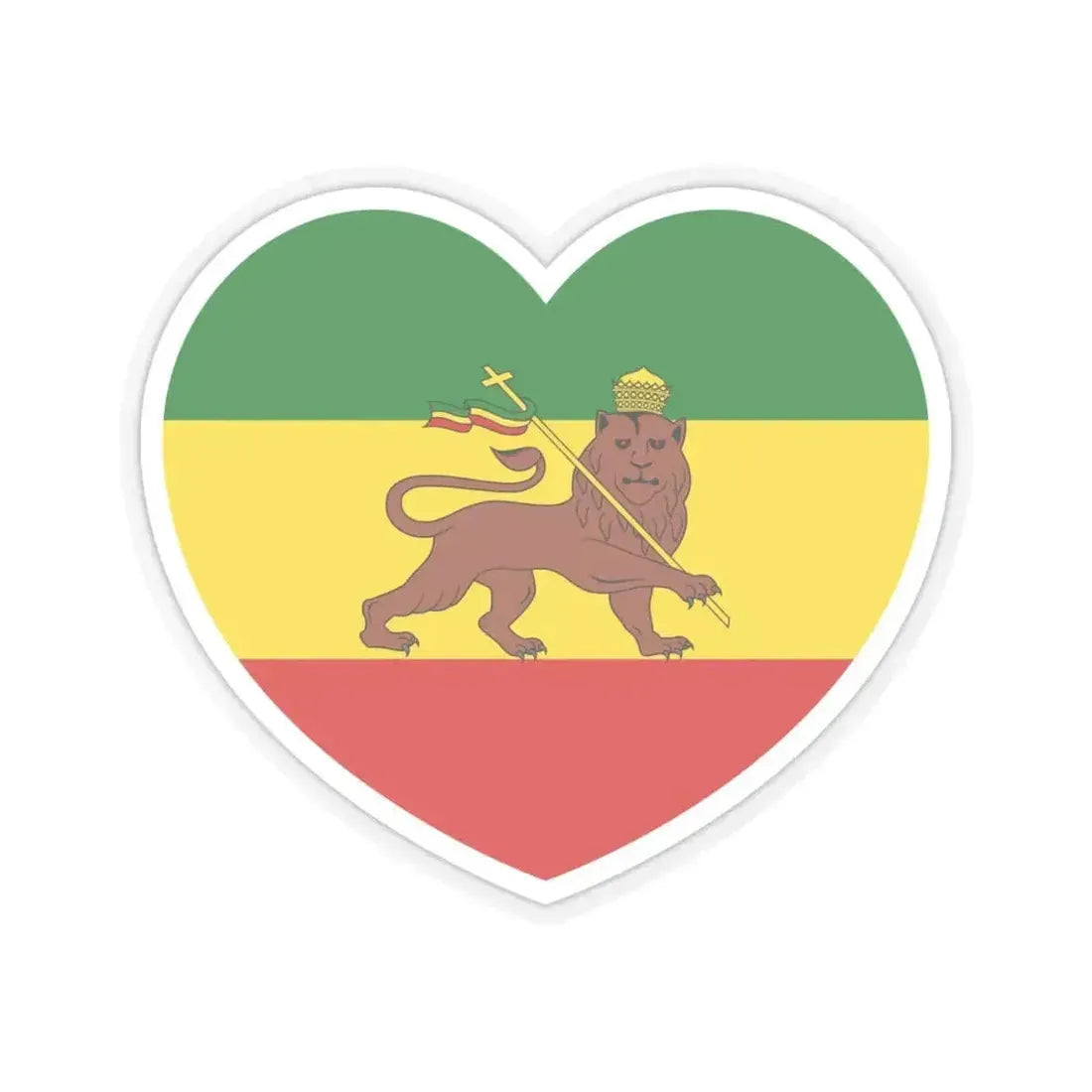 Heart Flag of Ethiopia 1897-1974 - STICKER Vinyl Kiss-Cut Decal 6 Inch Transparent - The Sticker Space