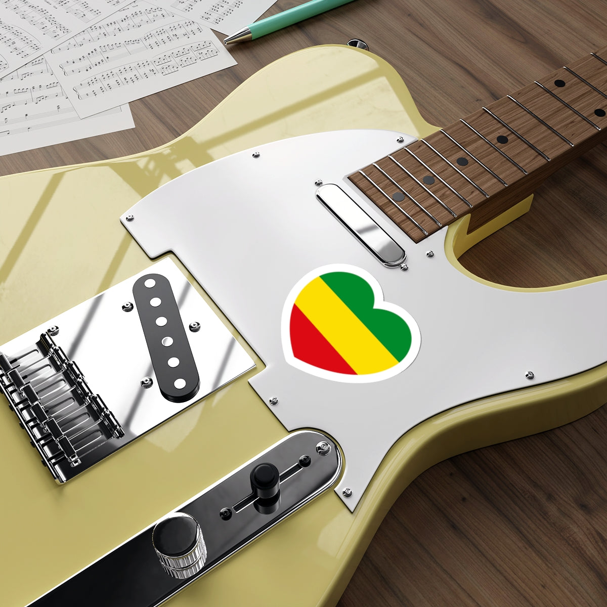 Heart Flag of Ethiopia 1975-1987, 1991-1996 - STICKER Vinyl Die-Cut Decal-The Sticker Space