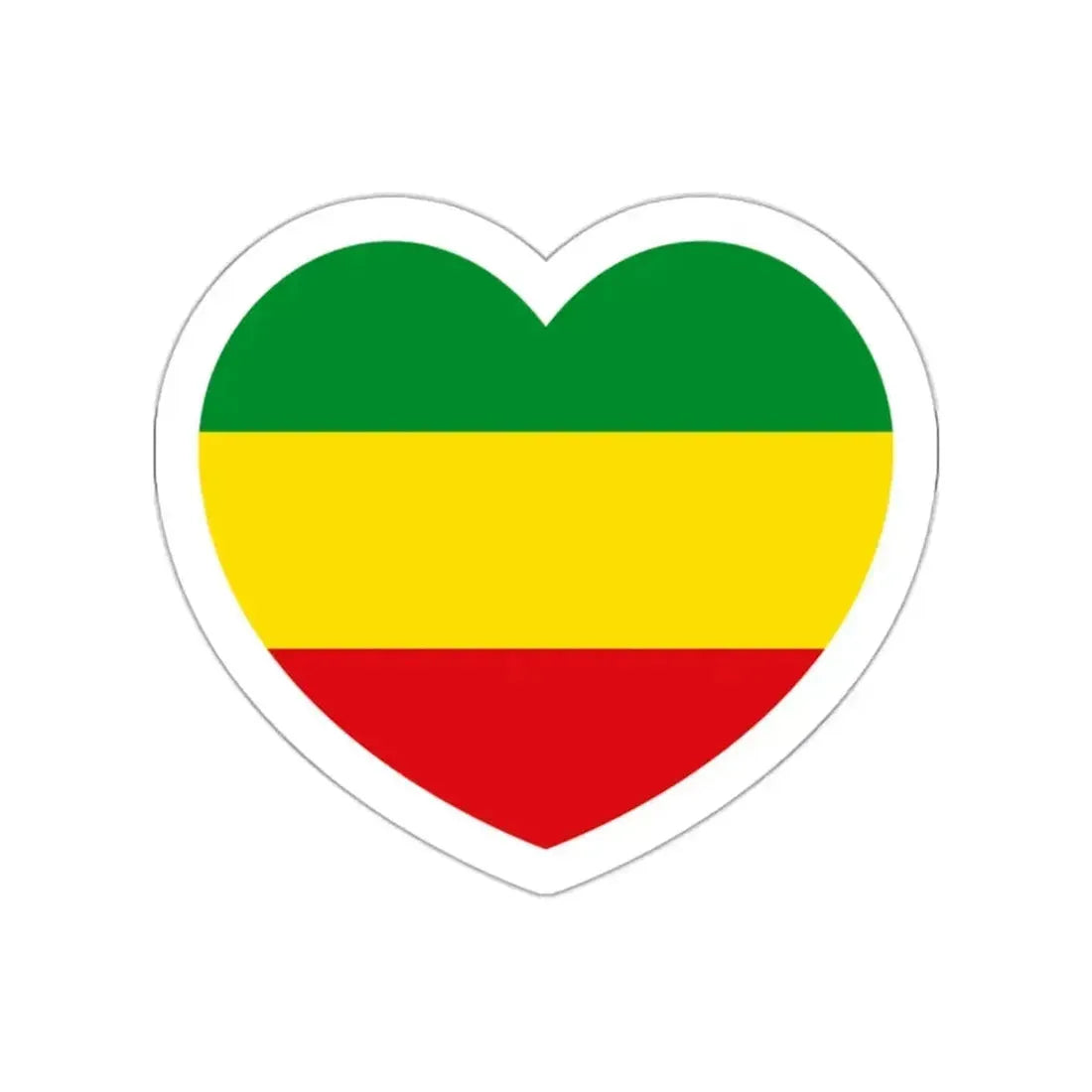 Heart Flag of Ethiopia 1975-1987, 1991-1996 - STICKER Vinyl Die-Cut Decal White Die-Cut 2 Inch - The Sticker Space