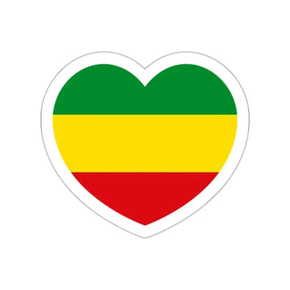 Heart Flag of Ethiopia 1975-1987, 1991-1996 - STICKER Vinyl Die-Cut Decal White Die-Cut 2 Inch - The Sticker Space