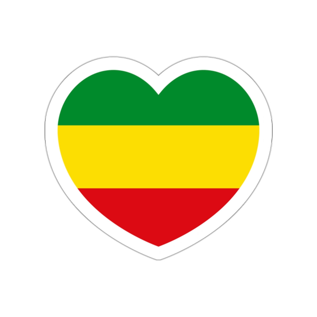 Heart Flag of Ethiopia 1975-1987, 1991-1996 - STICKER Vinyl Die-Cut Decal-White-The Sticker Space