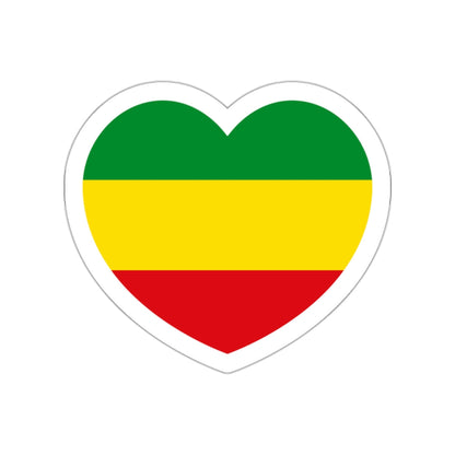 Heart Flag of Ethiopia 1975-1987, 1991-1996 - STICKER Vinyl Die-Cut Decal-White-The Sticker Space