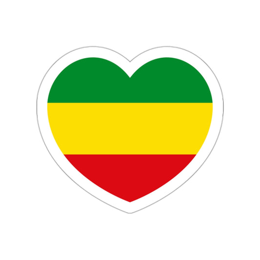 Heart Flag of Ethiopia 1975-1987, 1991-1996 - STICKER Vinyl Die-Cut Decal-White-The Sticker Space