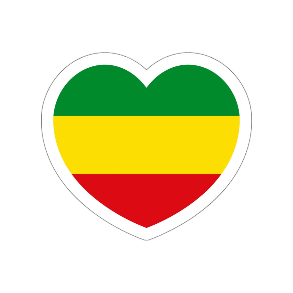 Heart Flag of Ethiopia 1975-1987, 1991-1996 - STICKER Vinyl Die-Cut Decal-White-The Sticker Space