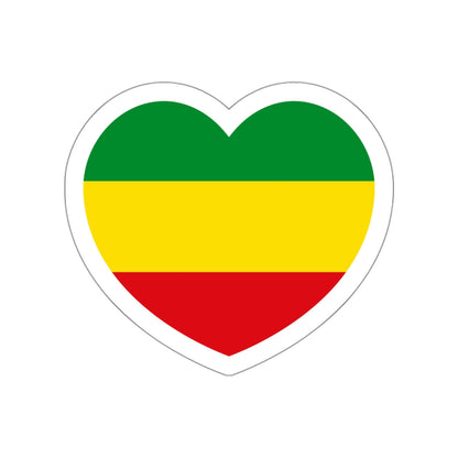 Heart Flag of Ethiopia 1975-1987, 1991-1996 - STICKER Vinyl Die-Cut Decal-White-The Sticker Space