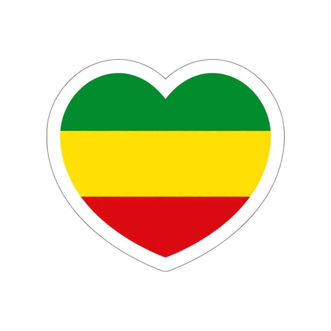 Heart Flag of Ethiopia 1975-1987, 1991-1996 - STICKER Vinyl Die-Cut Decal White Die-Cut 3 Inch - The Sticker Space
