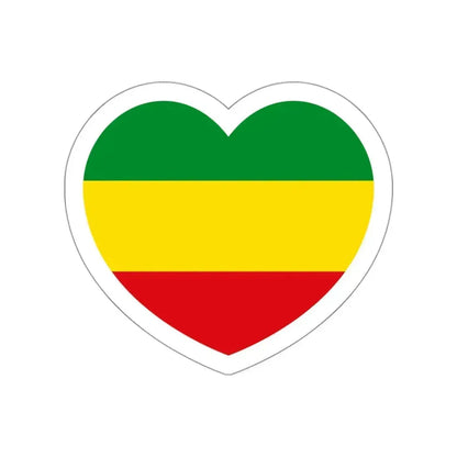 Heart Flag of Ethiopia 1975-1987, 1991-1996 - STICKER Vinyl Die-Cut Decal White Die-Cut 3 Inch - The Sticker Space