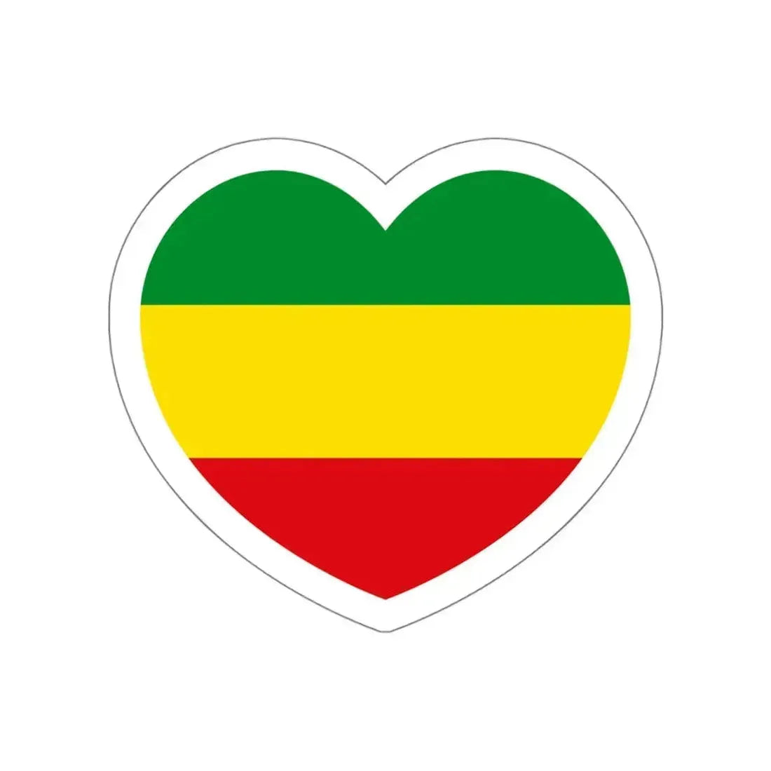 Heart Flag of Ethiopia 1975-1987, 1991-1996 - STICKER Vinyl Die-Cut Decal White Die-Cut 4 Inch - The Sticker Space